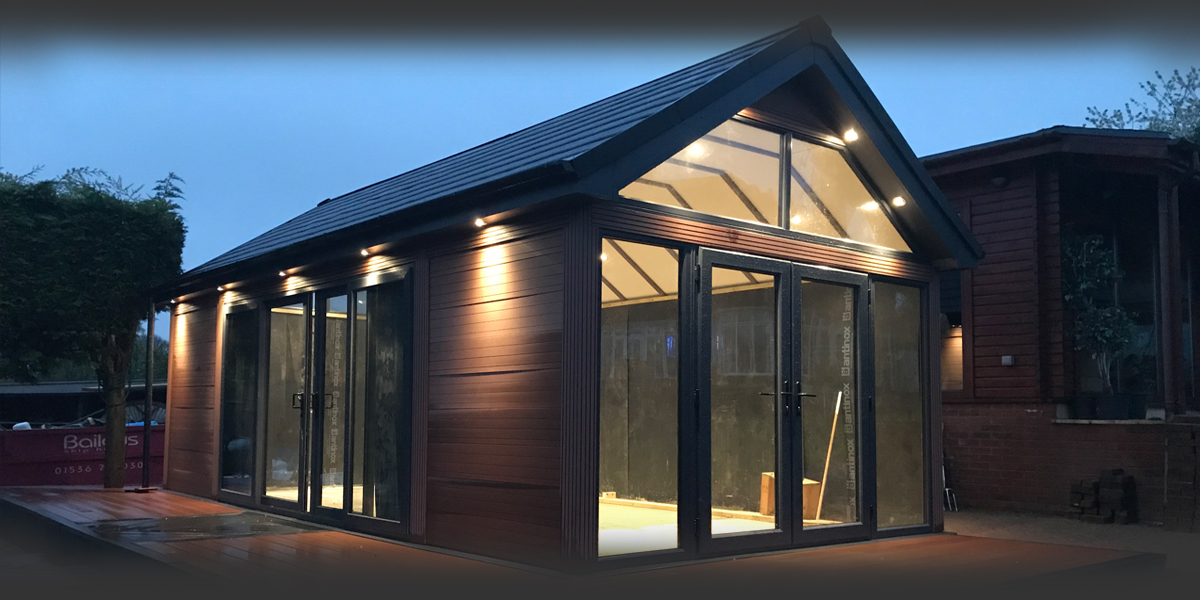 Timber Effect Garden Room With Gable End