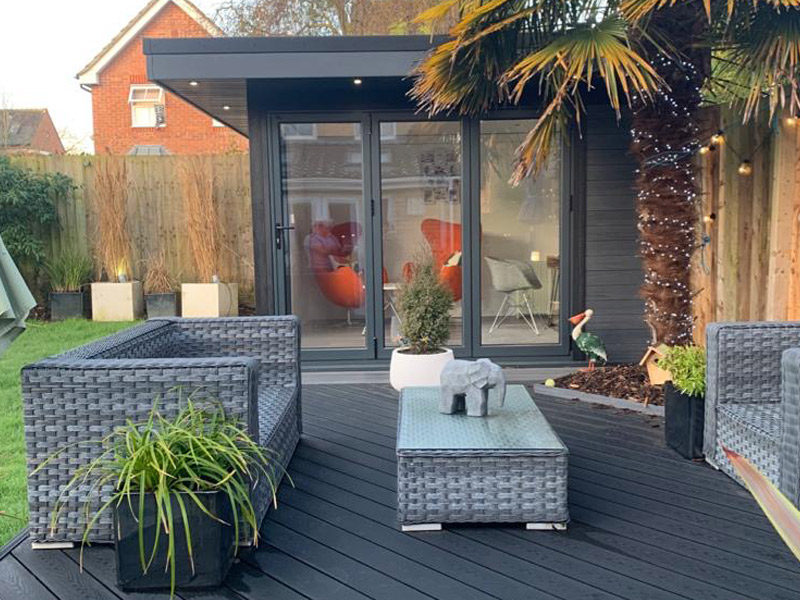 Garden Room In Peterborough, With Composite Decking For Outdoor Seating Area