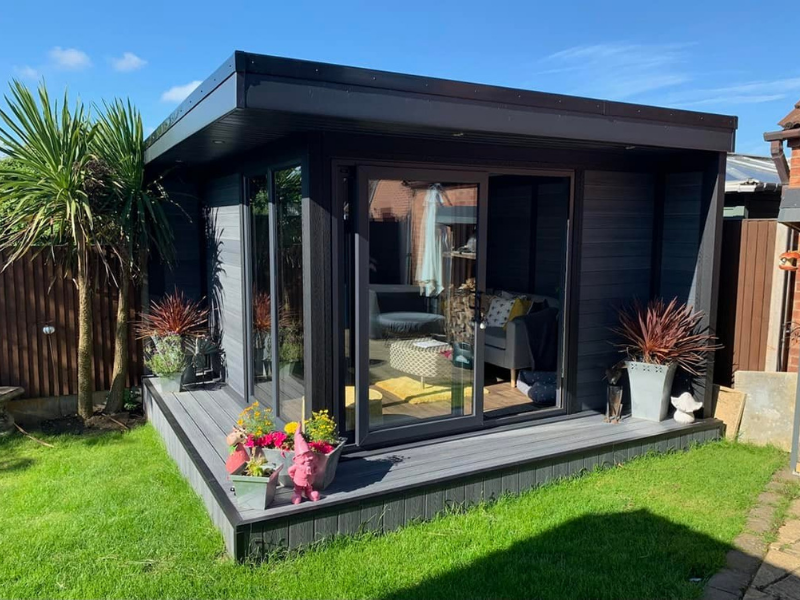 Sliding Doors Dark Grey Garden Room Front Decking